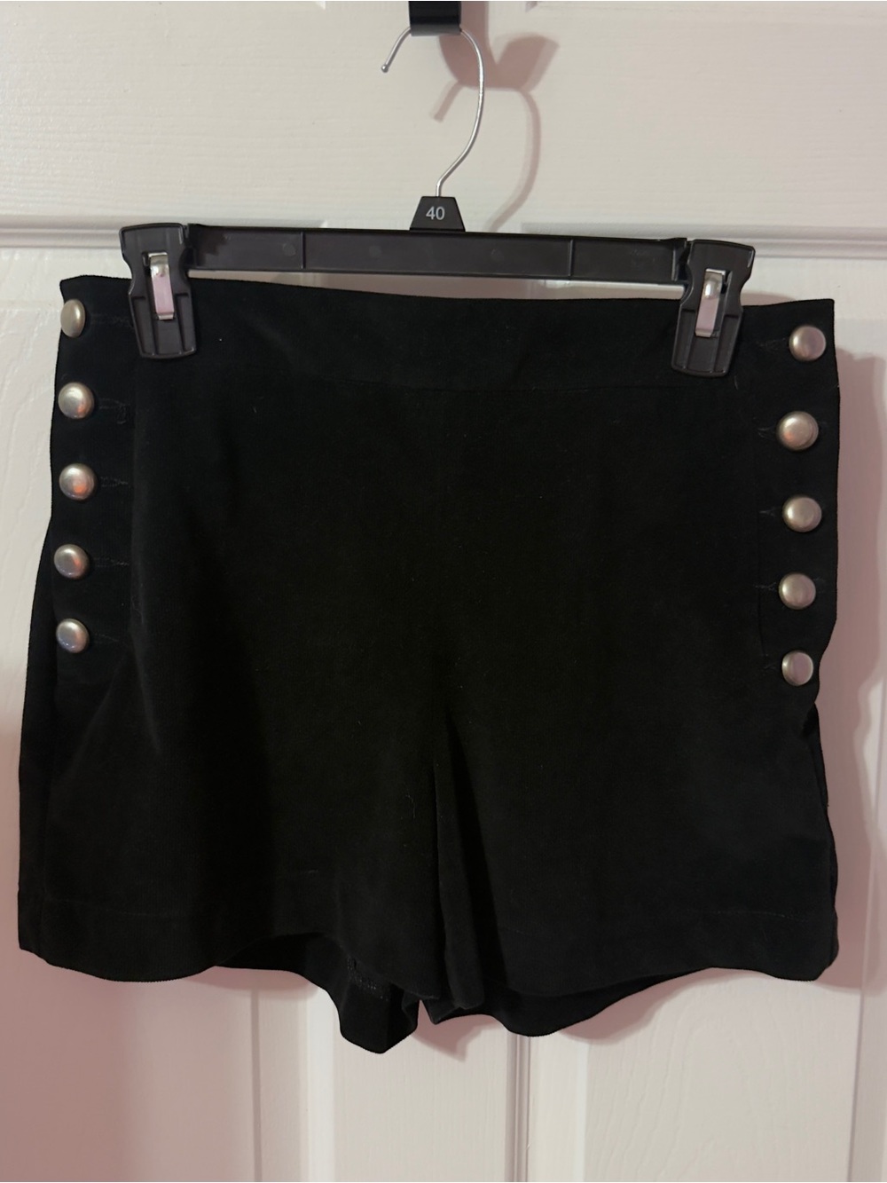 High-Waist Black Women's Shorts with Side Button Accents